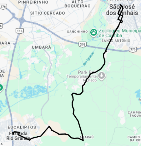 Trajeto Fazenda Rio Grande/São José dos Pinhais Atualizados – Y96